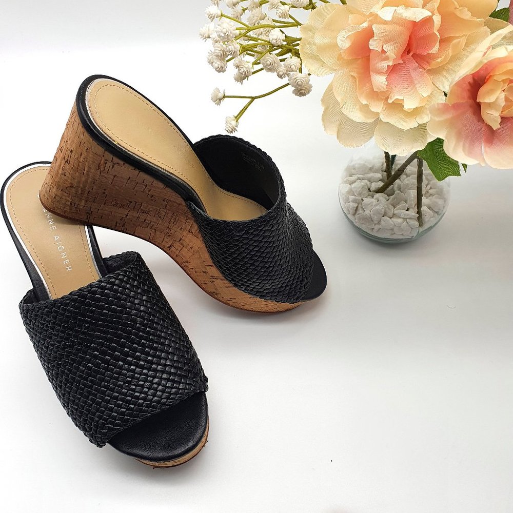 💜 Etienne Aigner Leather Wedges, Size 7.5